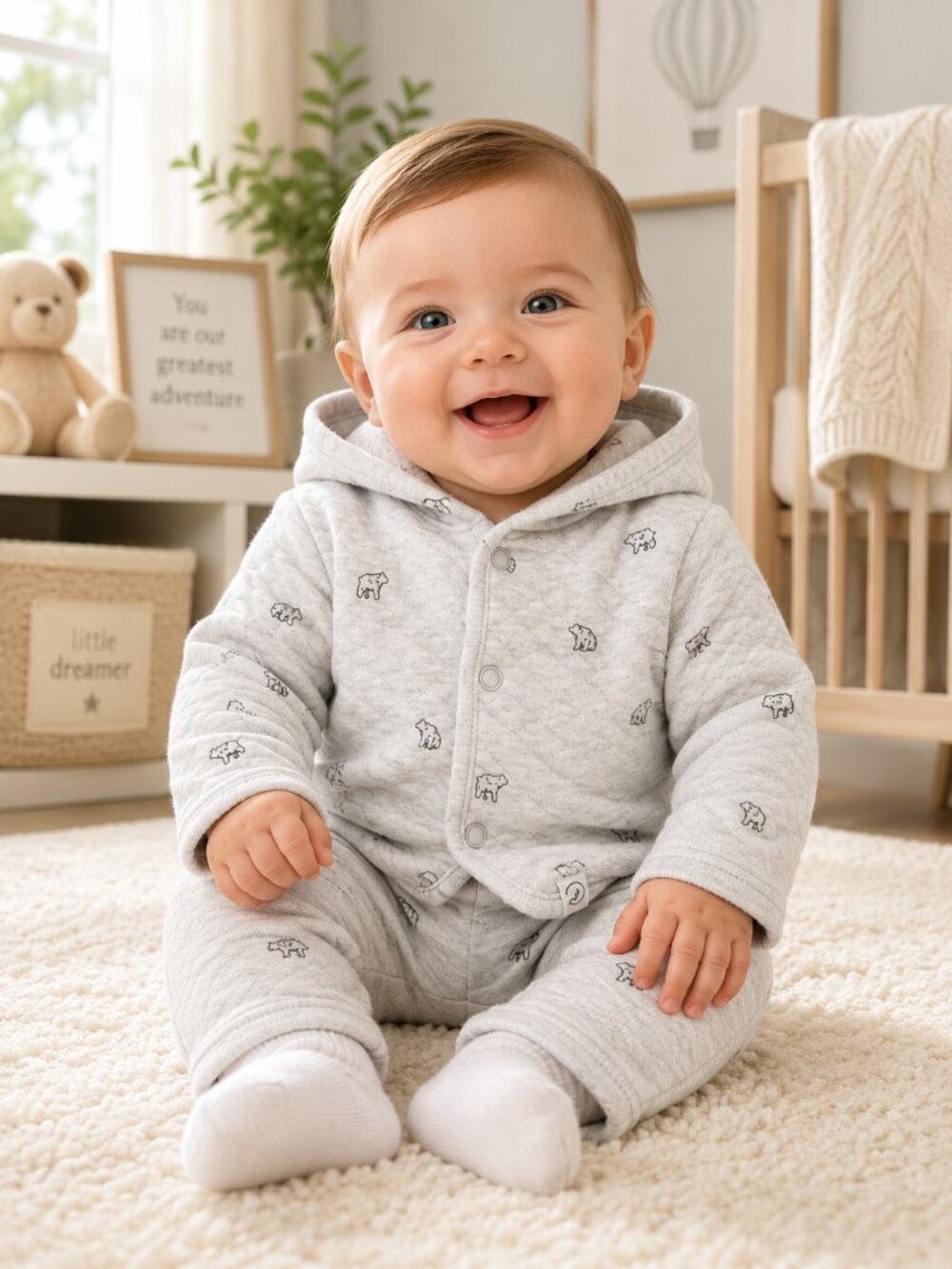 NWT Little Planet by Carter's Organic Cotton Quilted Bear Outfit Set Baby Boys